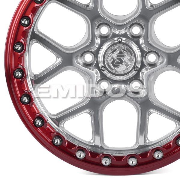 КОВАНЫЕ ДИСКИ H251001X SKILL SB821-SB519 17 J8.5 ET20 6X135 87.1 ЗЕРКАЛЬНАЯ ПОЛИРОВКА + КРАСНЫЙ БЕДЛ