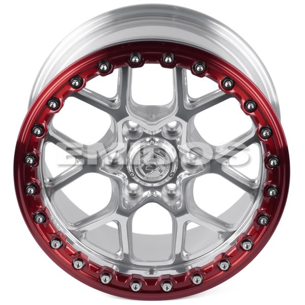 КОВАНЫЕ ДИСКИ H251001X SKILL SB821-SB519 17 J8.5 ET20 6X135 87.1 ЗЕРКАЛЬНАЯ ПОЛИРОВКА + КРАСНЫЙ БЕДЛ