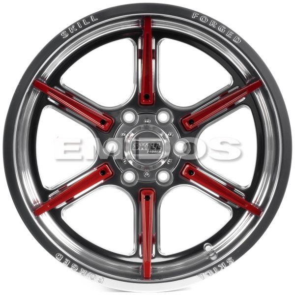 КОВАНЫЕ ДИСКИ 250613B SKILL SD102-SV453 20 J10 ET-18 6X139.7 77.8 ЗЕРКАЛЬНАЯ ПОЛИРОВКА + КРАСНЫЕ СПИ