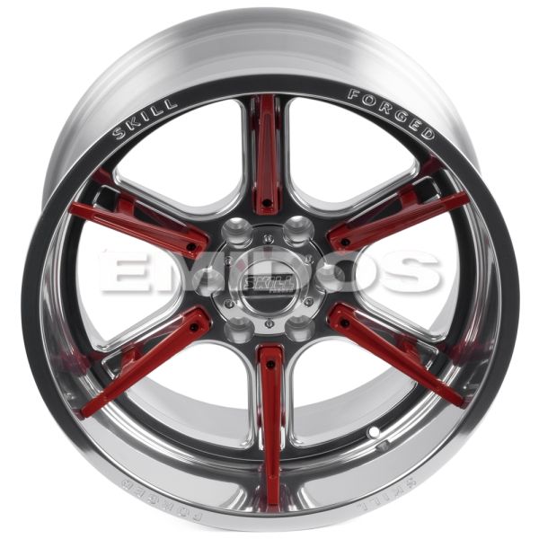 КОВАНЫЕ ДИСКИ 250613B SKILL SD102-SV453 20 J10 ET-18 6X139.7 77.8 ЗЕРКАЛЬНАЯ ПОЛИРОВКА + КРАСНЫЕ СПИ
