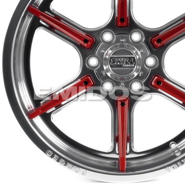 КОВАНЫЕ ДИСКИ 250613B SKILL SD102-SV453 20 J10 ET-18 6X139.7 77.8 ЗЕРКАЛЬНАЯ ПОЛИРОВКА + КРАСНЫЕ СПИ