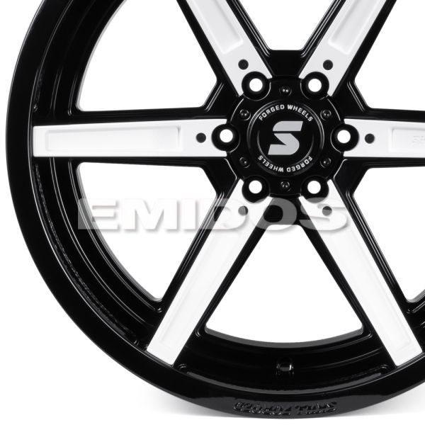 КОВАНЫЕ ДИСКИ H240326H SKILL SD102-SL101 22 J12 ET-44 6X139.7 77.8 ЧЁРНЫЙ ГЛЯНЦЕВЫЙ + БЕЛЫЕ ДЕКОРАТИ