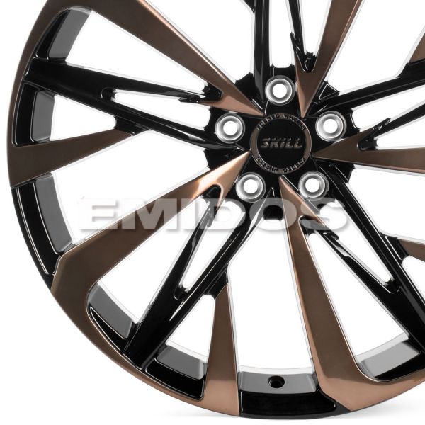 КОВАНЫЕ ДИСКИ H231029Q SKILL SL221-CS266 20 J8.5 ET35 5X114.3 60.1 ЧЁРНЫЙ ГЛЯНЦЕВЫЙ + БРОНЗОВЫЕ СПИЦ