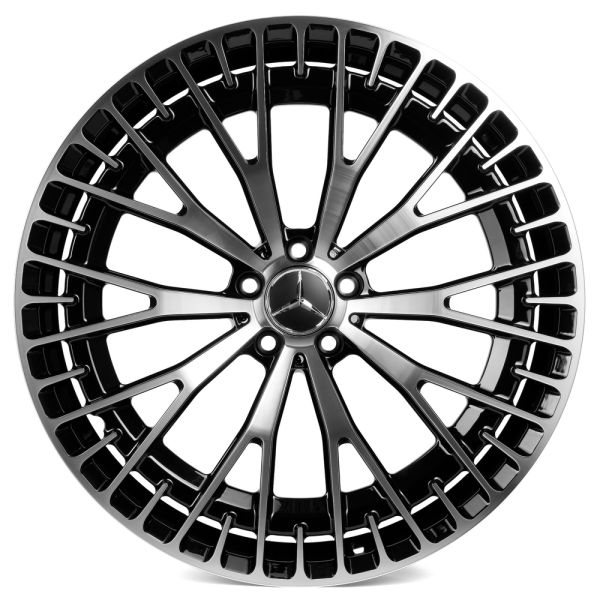 КОВАНЫЕ ДИСКИ 231027E SKILL SL405-CS267 20 J9 ET45 5X112 66.6 ЧЁРНЫЙ ГЛЯНЦЕВЫЙ + ПОЛИРОВАННЫЕ СПИЦЫ