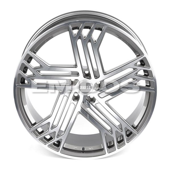 КОВАНЫЕ ДИСКИ 230517E SKILL SL523-SL088 21 J10 ET20 5X112 66.5 ГРАФИТ ГЛЯНЦЕВЫЙ + ПОЛИРОВАННЫЕ СПИЦЫ