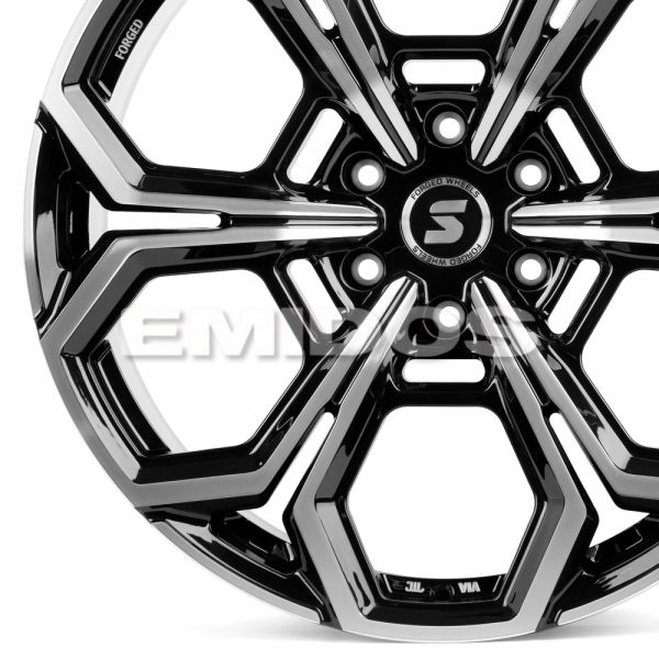 КОВАНЫЕ ДИСКИ 230223X SKILL SV111-CS278 22 J9.5 ET5 6X139.7 106.1 ЧЁРНЫЙ + ПОЛИРОВАННЫЕ СПИЦЫ