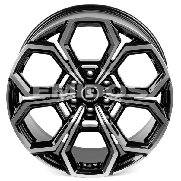 КОВАНЫЕ ДИСКИ 230223X SKILL SV111-CS278 22 J9.5 ET5 6X139.7 106.1 ЧЁРНЫЙ + ПОЛИРОВАННЫЕ СПИЦЫ