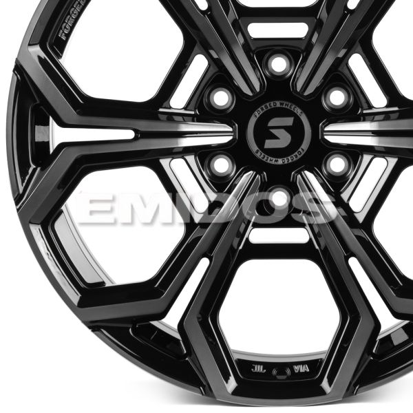 КОВАНЫЕ ДИСКИ H241206Y SKILL SV111-SL221 20 J9 ET19 6X139.7 77.8 ЧЁРНЫЙ ГЛЯНЦЕВЫЙ + ПОЛИРОВАННЫЕ СПИ