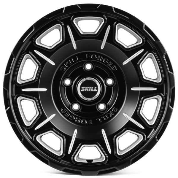 КОВАНЫЕ ДИСКИ 231207K SKILL SV164-SV275 17 J9 ET0 5X127 71.6 ЧЁРНЫЙ МАТОВЫЙ + ПОЛИРОВАННЫЕ СПИЦЫ