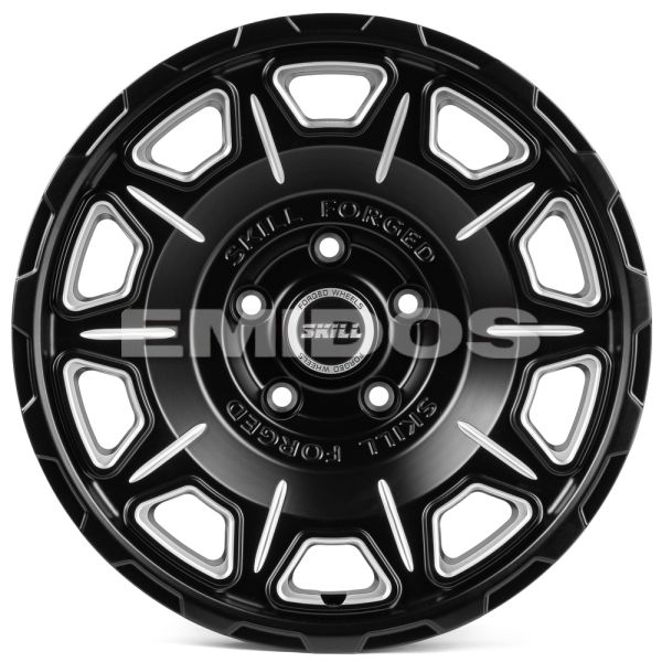 КОВАНЫЕ ДИСКИ 231207K SKILL SV164-SV275 17 J9 ET0 5X127 71.6 ЧЁРНЫЙ МАТОВЫЙ + ПОЛИРОВАННЫЕ СПИЦЫ