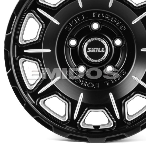 КОВАНЫЕ ДИСКИ 231207K SKILL SV164-SV275 17 J9 ET0 5X127 71.6 ЧЁРНЫЙ МАТОВЫЙ + ПОЛИРОВАННЫЕ СПИЦЫ