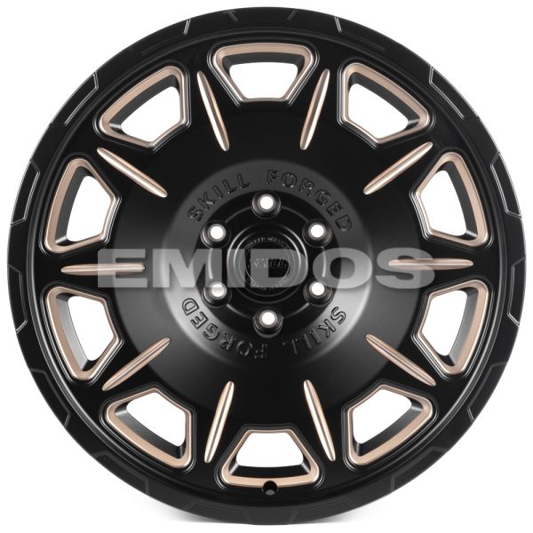 КОВАНЫЕ ДИСКИ H241211E SKILL SV164-CS444 22 J10 ET10 6X139.7 77.8 ЧЁРНЫЙ МАТОВЫЙ + ПОЛИРОВКА + БРОНЗ