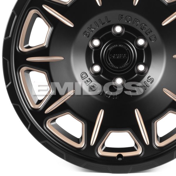 КОВАНЫЕ ДИСКИ H241211E SKILL SV164-CS444 22 J10 ET10 6X139.7 77.8 ЧЁРНЫЙ МАТОВЫЙ + ПОЛИРОВКА + БРОНЗ