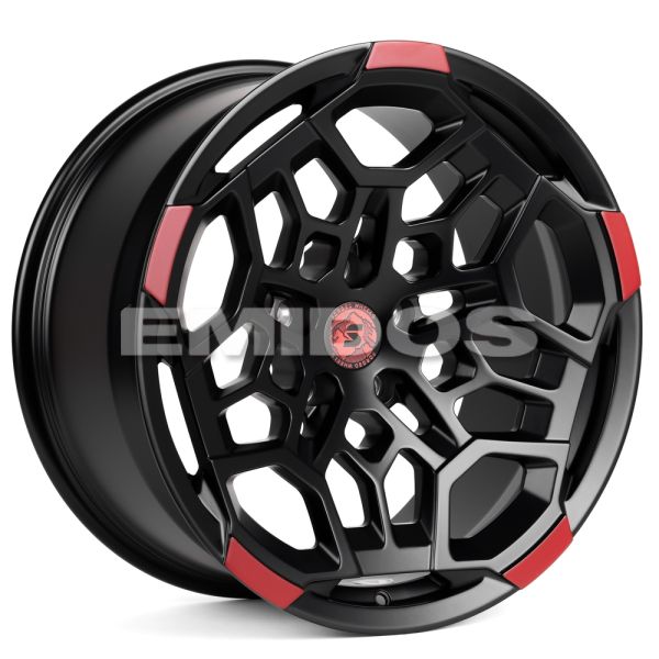 КОВАНЫЕ ДИСКИ H240307V SKILL SV171-SV308 20 J10 ET-10 5X127 71.5 ЧЁРНЫЙ МАТОВЫЙ + КРАСНЫЙ ОБОД