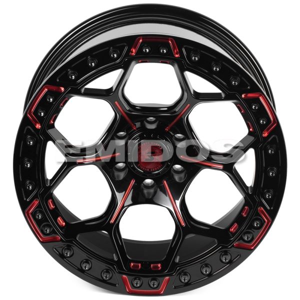 КОВАНЫЕ ДИСКИ H241203A SKILL SV310-SB420 20 J10 ET0 6X139.7 77.8 ЧЁРНЫЙ ГЛЯНЦЕВЫЙ + КРАСНЫЕ СПИЦЫ