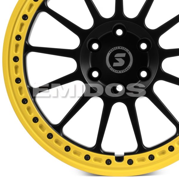 КОВАНЫЕ ДИСКИ H250611H SKILL SV426-SV451 20 J9 ET19 6X139.7 77.8 ЧЕРНЫЙ МАТОВЫЙ + ЖЕЛТЫЙ ОБОД