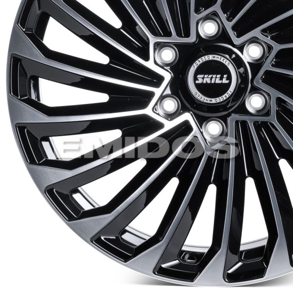КОВАНЫЕ ДИСКИ H241015B SKILL SV603-SV306 20 J9 ET28 6X139.7 106.1 ЧЁРНЫЙ ГЛЯНЦЕВЫЙ + ПОЛИРОВАННЫЕ СП