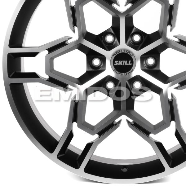 КОВАНЫЕ ДИСКИ H241211J SKILL SV648-SK363 22 J9 ET19 6X139.7 77.8 ЧЁРНЫЙ МАТОВЫЙ + ПОЛИРОВАННЫЕ СПИЦЫ